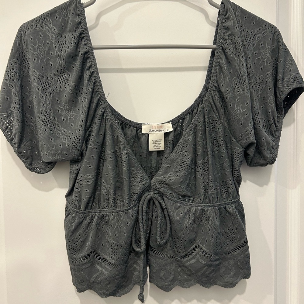 Tie front cropped shirt